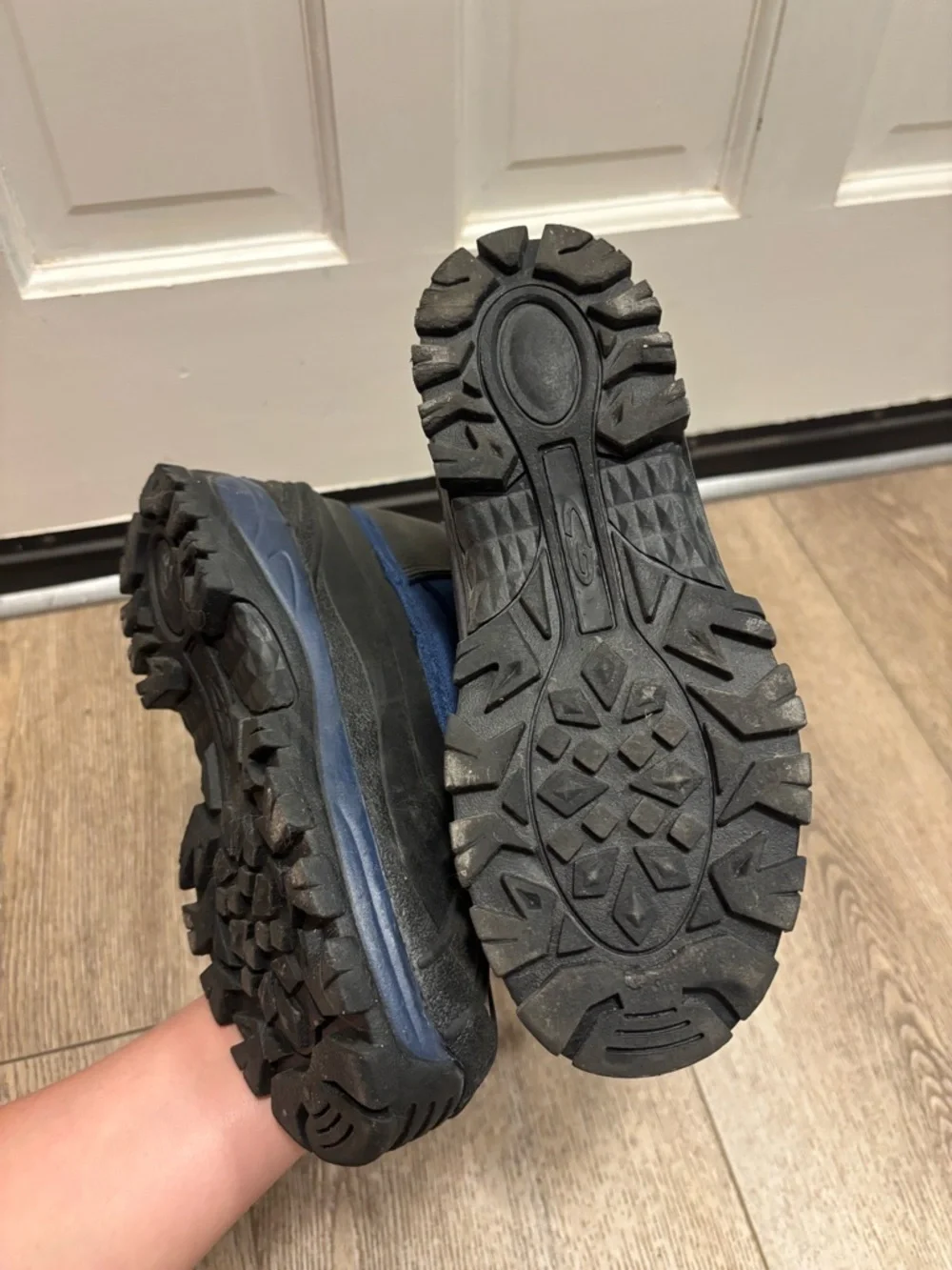 Kids Navy Winter Snow Boots with Drawstring